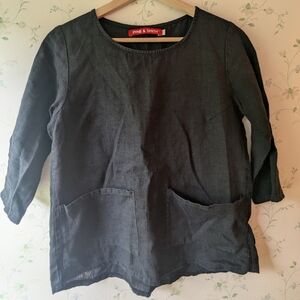 Pyne & Smith Artist Blouse Black Linen